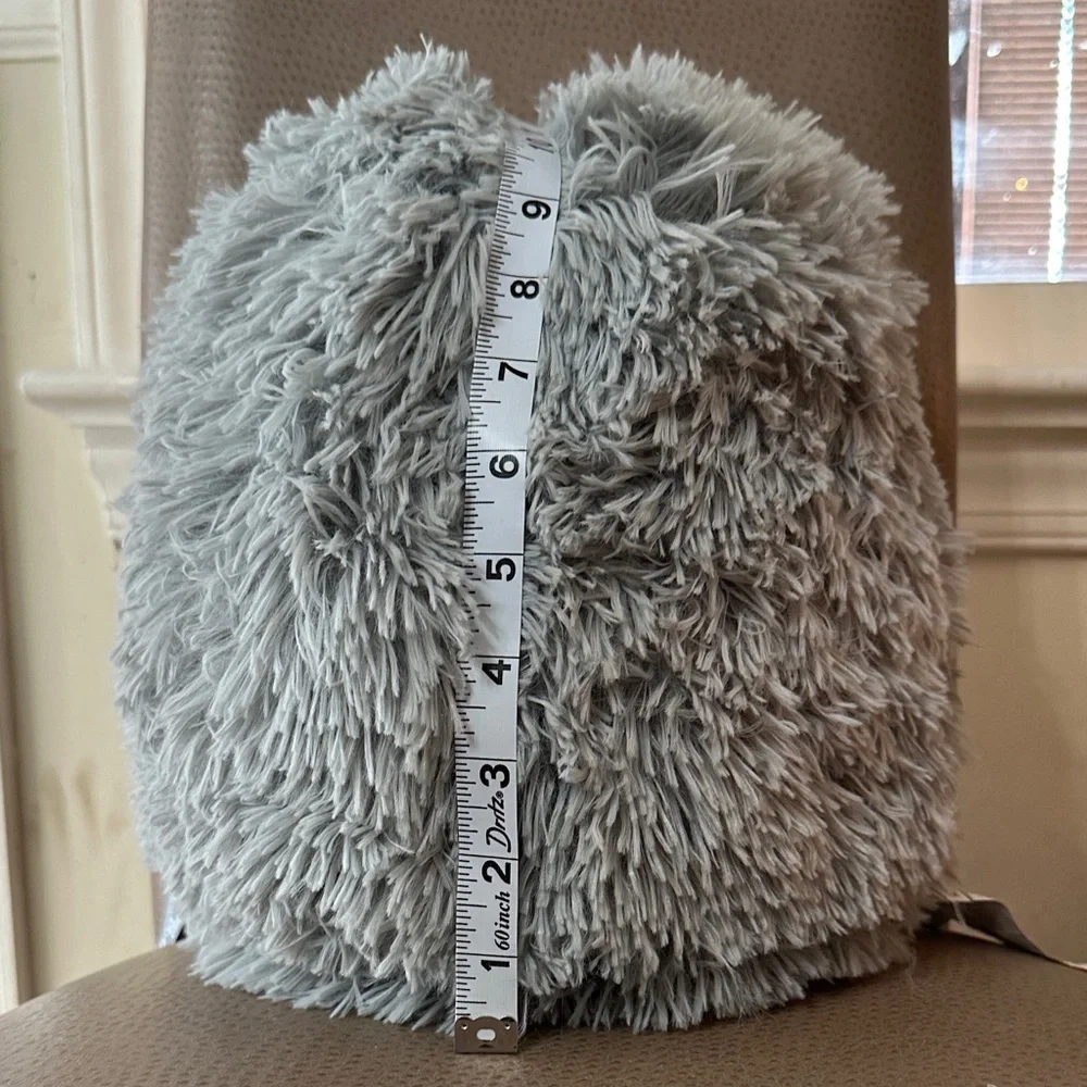 Gray Faux Fur Decorative Pillow - Picture 1 of 3
